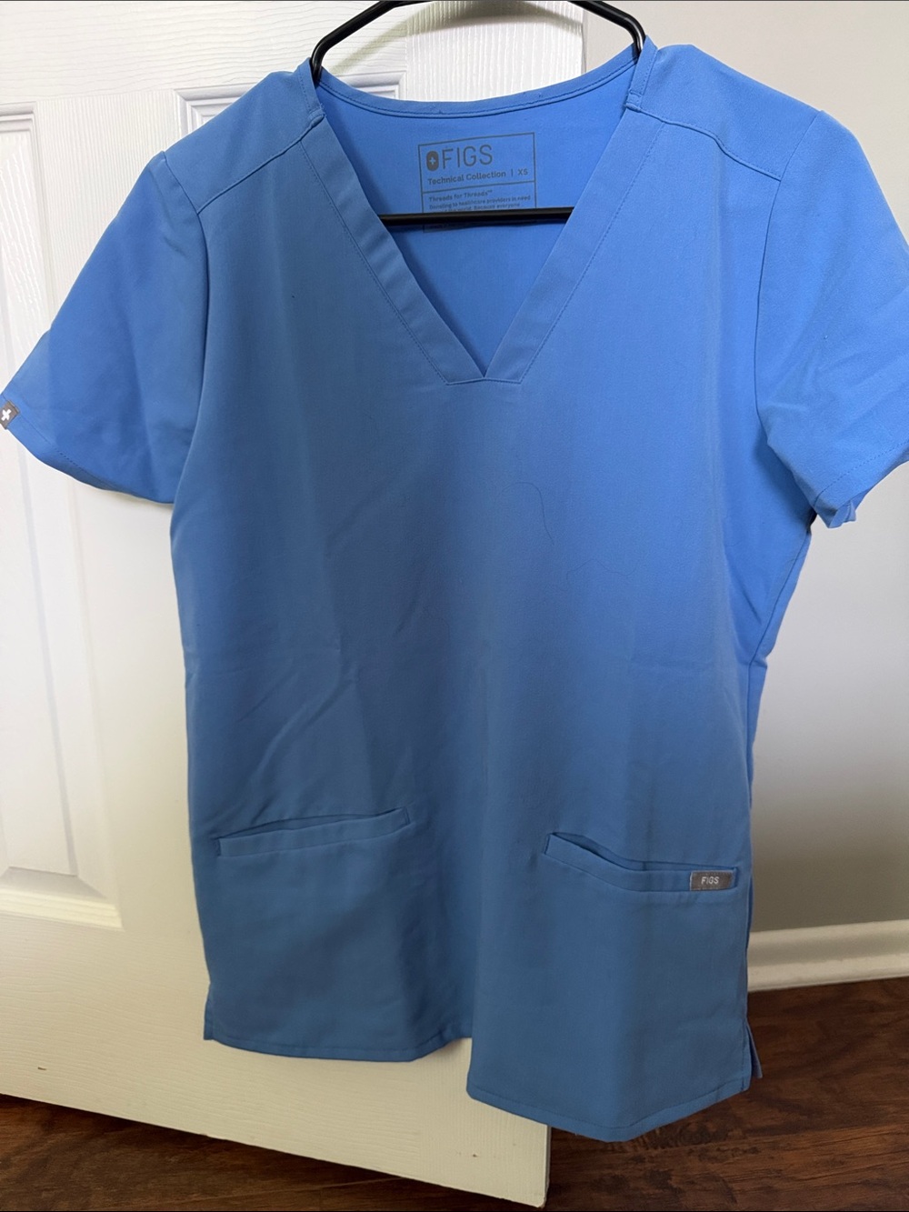FIGS V-Neck Scrub Top in Light Blue